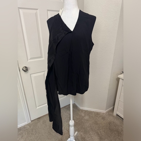 Adam Lippes Black Crepe Scarf Wrap Shell Sleeveless Blouse Size 8 - Picture 5 of 14